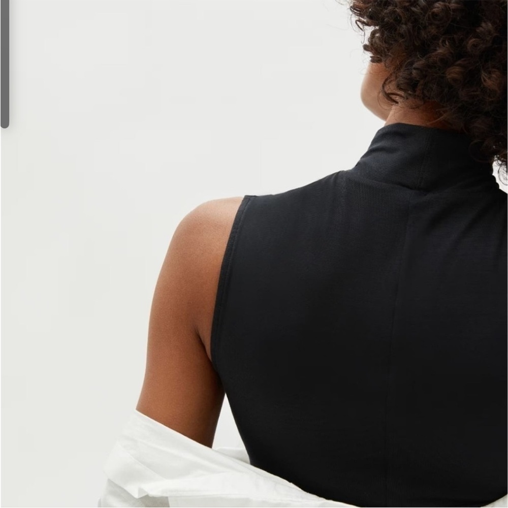 Everlane The Luster Mockneck Tank One-Piece Bodysuit Black - Picture 6 of 16